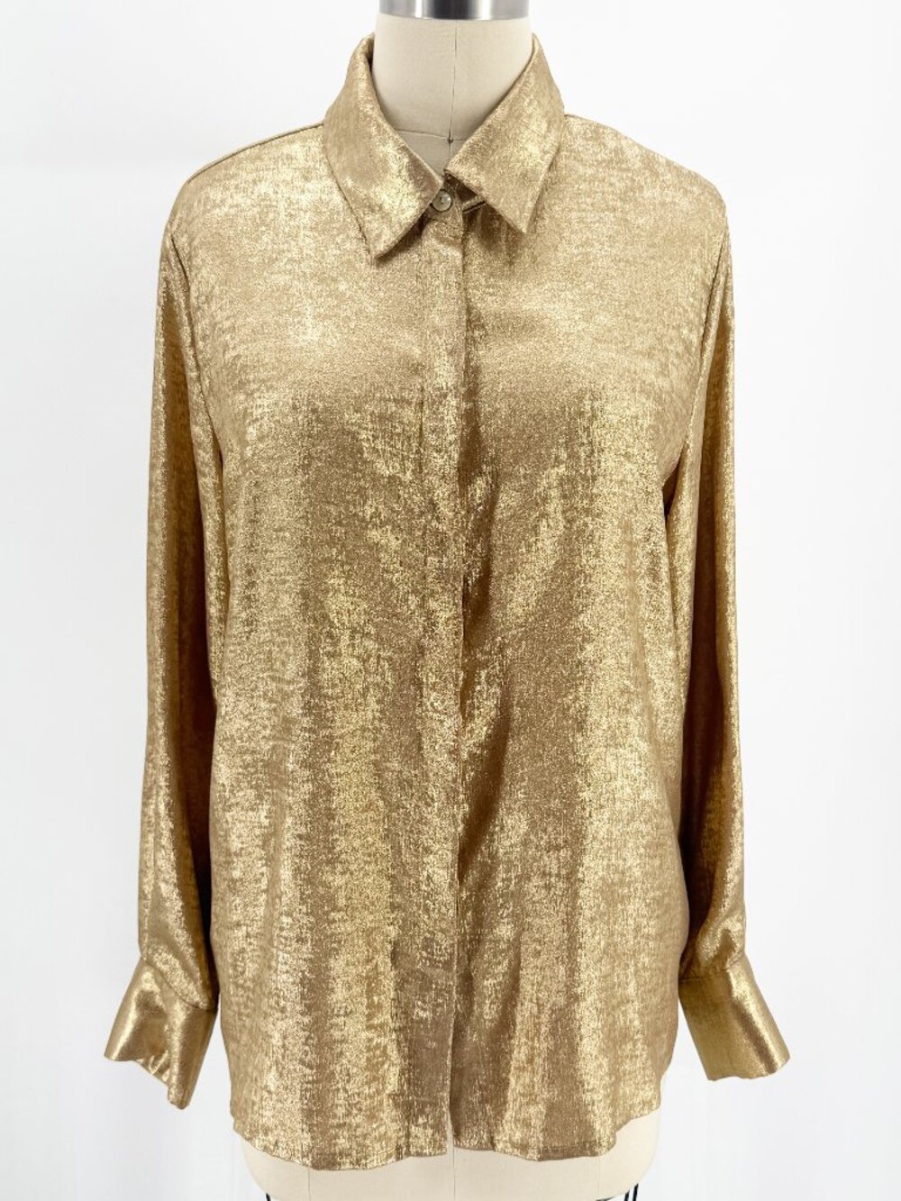KAILIER Metallic Gold LSV Button-Down Shirt M - Picture 2 of 10
